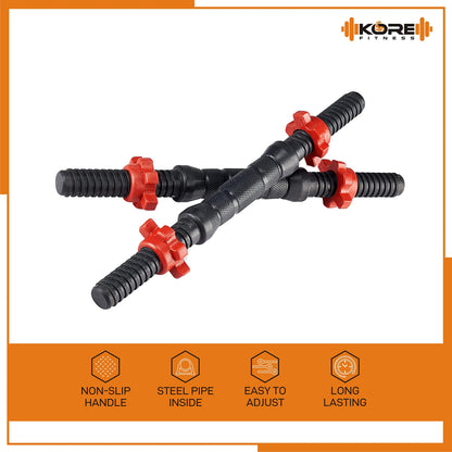 Kore 20 KG PVC-DM COMBO16 (3Kg X 4 Plates + 2Kg X 4 Plates) Home Gym Dumbbells Kit, Black 