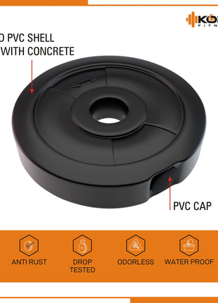 Kore 20 KG PVC-DM COMBO16 (3Kg X 4 Plates + 2Kg X 4 Plates) Home Gym Dumbbells Kit, Black 