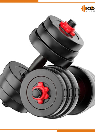Kore 20 KG PVC-DM COMBO16 (3Kg X 4 Plates + 2Kg X 4 Plates) Home Gym Dumbbells Kit, Black 