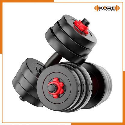 Kore 20 KG PVC-DM COMBO16 (3Kg X 4 Plates + 2Kg X 4 Plates) Home Gym Dumbbells Kit, Black 