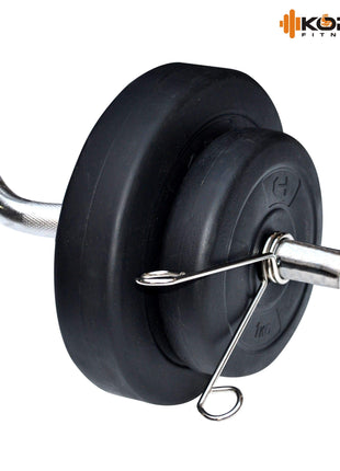 Kore PVC 16 Kg Home Gym Set With One 3 Ft Curl And One Pair Dumbbell Rods With Gym Accessories, Black 