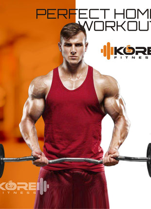 Kore PVC 16 Kg Home Gym Set With One 3 Ft Curl And One Pair Dumbbell Rods With Gym Accessories, Black 