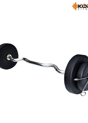 Kore PVC 16 Kg Home Gym Set With One 3 Ft Curl And One Pair Dumbbell Rods With Gym Accessories, Black 