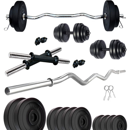 Kore PVC 50 Kg Home Gym Set with One 3 Ft Curl Rod and One Pair Dumbbell Rods, Multicolour 
