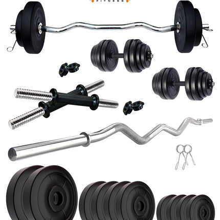 Kore PVC 50 Kg Home Gym Set with One 3 Ft Curl Rod and One Pair Dumbbell Rods, Multicolour 