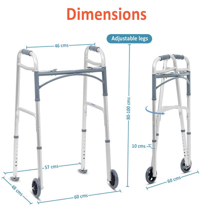 KosmoCare Deluxe Folding Walker with 5" castors 