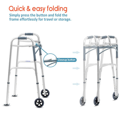 KosmoCare Deluxe Folding Walker with 5" castors 