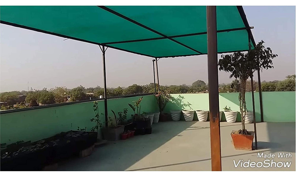 Kuber Industries Dark Green Sun Shade Sail Square Canopy | Agro Net/Shade for Balcony & Garden | Permeable UV Block Fabric Durable Outdoor-10 x 5 ft. (Green) 