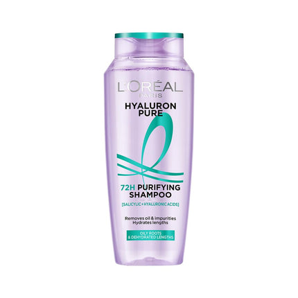 L’Oréal Paris Hyaluron Pure 72H Purifying Shampoo, For oily scalp & dry hair with salicylic and hyaluronic acid, 200 ml 