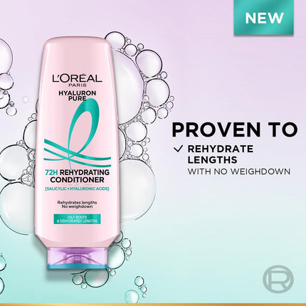 L’Oréal Paris Hyaluron Pure 72H purifying shampoo for fresh scalp & hydrated hair 800 ml plus Conditioner for smooth tangle-free hair; Regime 175 ml 