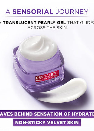 L'Oréal Paris Moisture Filling Shampoo, With Hyaluronic Acid, For Dry & Dehydrated Hair, Hyaluron Moisture 72H, 340ml & L'Oreal Paris Day Cream for Women Revitalift Hyaluronic Acid, 15ml 