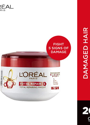 L'Oreal Paris Hair Mask, For Damaged and Weak Hair, With Pro-Keratin + Ceramide, Total Repair 5, 200ml & L'Oreal Paris Moisture Filling Shampoo, With Hyaluronic Acid, For Dry & Dehydrated Hair, 340ml 