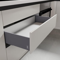 LAPO Tandem Box Drawer for Kitchen, Soft Close Tandem Drawer Box for Modular Kitchen Tandem Basket-Load Capacity 45 Kg (550mm/22 - Height-6") (Grey) 