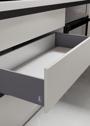 LAPO Tandem Box Drawer for Kitchen, Soft Close Tandem Drawer Box for Modular Kitchen Tandem Basket-Load Capacity 45 Kg (550mm/22 - Height-6") (Grey) 