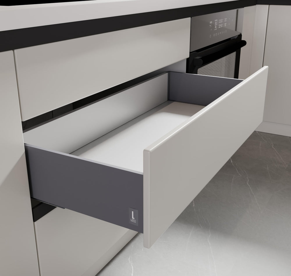LAPO Tandem Box Drawer for Kitchen, Soft Close Tandem Drawer Box for Modular Kitchen Tandem Basket-Load Capacity 45 Kg (550mm/22 - Height-6") (Grey)