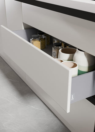 LAPO Tandem Box Drawer for Kitchen, Soft Close Tandem Drawer Box for Modular Kitchen Tandem Basket-Load Capacity 45 Kg (550mm/22 - Height-6") (Grey) 