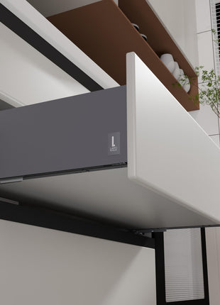 LAPO Tandem Box Drawer for Kitchen, Soft Close Tandem Drawer Box for Modular Kitchen Tandem Basket-Load Capacity 45 Kg (550mm/22 - Height-6") (Grey) 