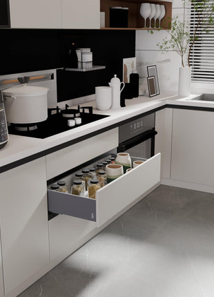 LAPO Tandem Box Drawer for Kitchen, Soft Close Tandem Drawer Box for Modular Kitchen Tandem Basket-Load Capacity 45 Kg (550mm/22 - Height-6") (Grey) 