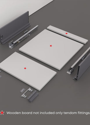 LAPO Tandem Box Drawer for Kitchen, Soft Close Tandem Drawer Box for Modular Kitchen Tandem Basket-Load Capacity 45 Kg (550mm/22 - Height-6") (Grey) 