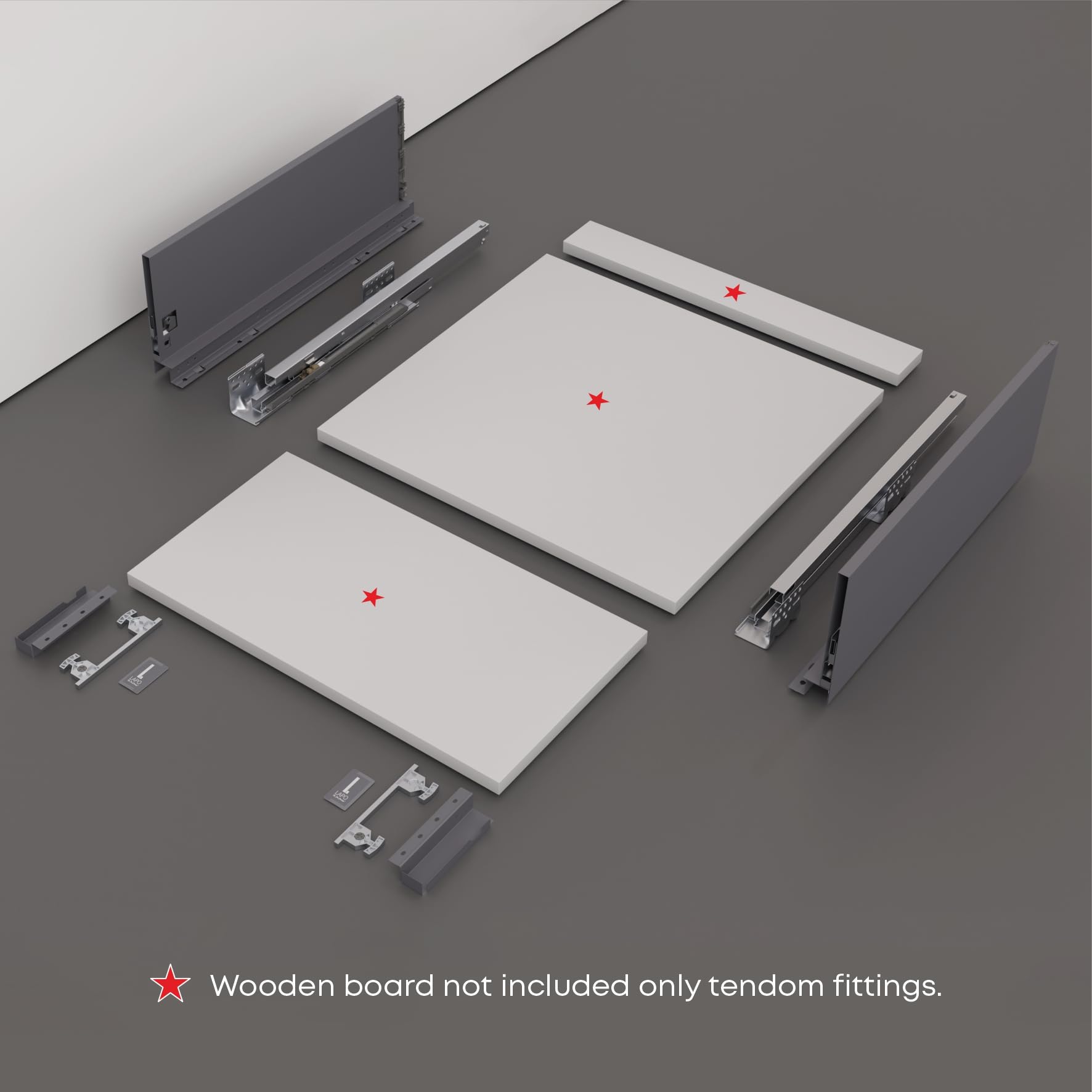 LAPO Tandem Box Drawer for Kitchen, Soft Close Tandem Drawer Box for Modular Kitchen Tandem Basket-Load Capacity 45 Kg (550mm/22 - Height-6") (Grey) 