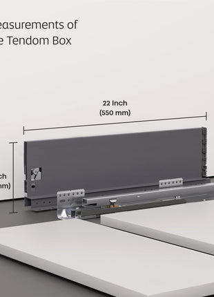 LAPO Tandem Box Drawer for Kitchen, Soft Close Tandem Drawer Box for Modular Kitchen Tandem Basket-Load Capacity 45 Kg (550mm/22 - Height-6") (Grey) 