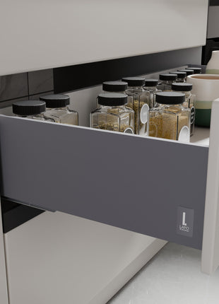 LAPO Tandem Box Drawer for Kitchen, Soft Close Tandem Drawer Box for Modular Kitchen Tandem Basket-Load Capacity 45 Kg (550mm/22 - Height-6") (Grey) 