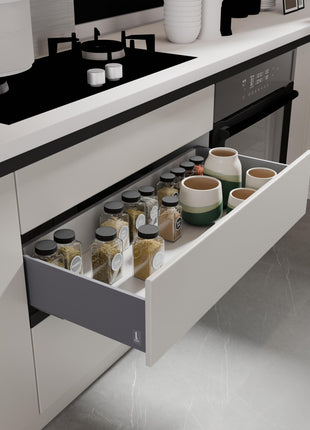 LAPO Tandem Box Drawer for Kitchen, Soft Close Tandem Drawer Box for Modular Kitchen Tandem Basket-Load Capacity 45 Kg (550mm/22 - Height-6") (Grey) 