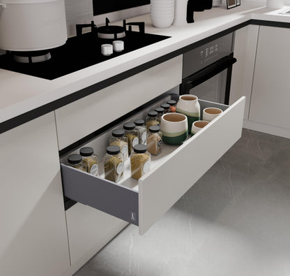 LAPO Tandem Box Drawer for Kitchen, Soft Close Tandem Drawer Box for Modular Kitchen Tandem Basket-Load Capacity 45 Kg (550mm/22 - Height-6") (Grey) 
