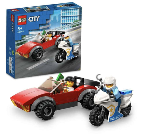 LEGO City Police Bike Car Chase 60392 Building Toy Set (59 Pcs),Multicolor 