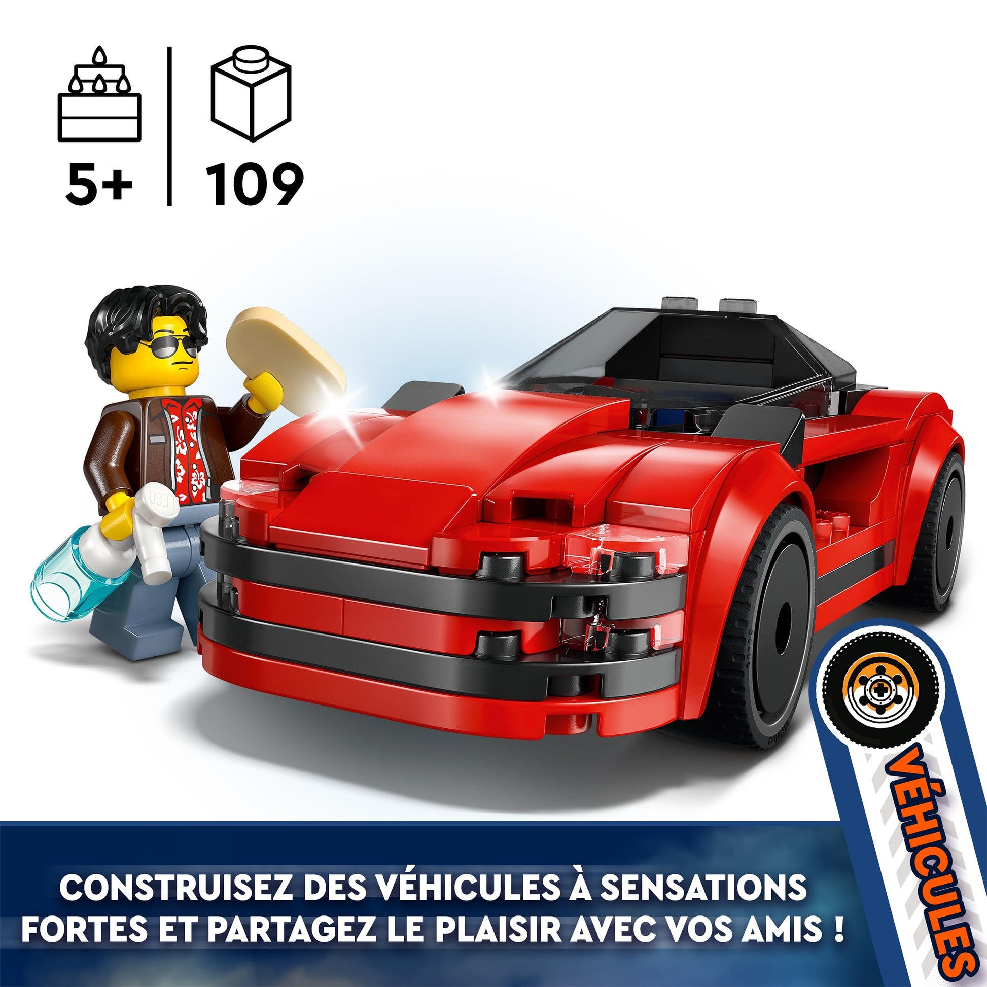 LEGO City Red Sports Car Supercar Toy Vehicle Set 60448 Building Blocks Toys for 5+ Gift for Boys and Girls 