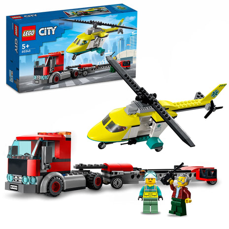 LEGO City Rescue Helicopter Transport 60343 Building Kit (215 Pcs),Multicolor 