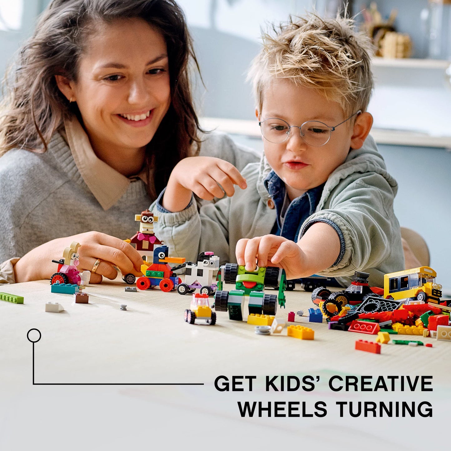LEGO Classic Bricks&Wheels 11014 Kids' Building Kit (653 Pcs),Multicolor 