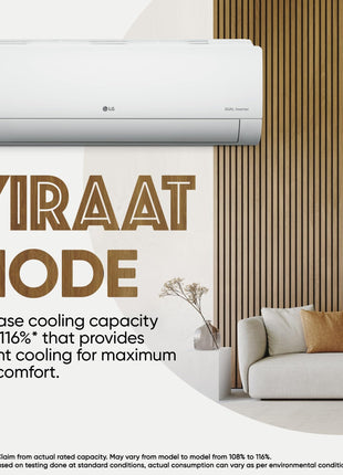 LG 1.5 Ton 4 Star DUAL Inverter Split AC (Copper, AI Convertible 6-in-1, VIRAAT Mode, Faster Cooling & Energy Saving, 4 Way Swing, HD Filter with Anti-Virus Protection, US-Q19JNYE, White) 