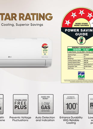 LG 1.5 Ton 4 Star DUAL Inverter Split AC (Copper, AI Convertible 6-in-1, VIRAAT Mode, Faster Cooling & Energy Saving, 4 Way Swing, HD Filter with Anti-Virus Protection, US-Q19JNYE, White) 