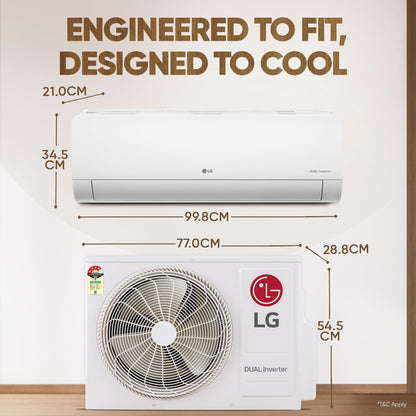 LG 1.5 Ton 4 Star DUAL Inverter Split AC (Copper, AI Convertible 6-in-1, VIRAAT Mode, Faster Cooling & Energy Saving, 4 Way Swing, HD Filter with Anti-Virus Protection, US-Q19JNYE, White) 