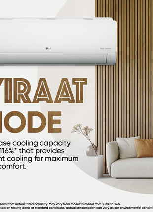LG 1.5 Ton 5 Star DUAL Inverter Split AC (Copper, AI Convertible 6-in-1, VIRAAT Mode, Faster Cooling & Energy Saving, 4 Way Swing, HD Filter with Anti-Virus Protection, US-Q19QNZE1, White) 