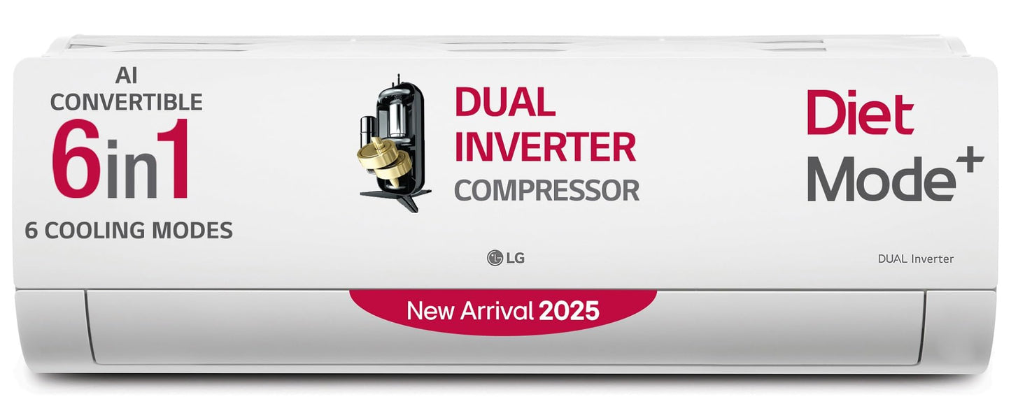 LG 1.5 Ton 5 Star DUAL Inverter Split AC (Copper, AI Convertible 6-in-1, VIRAAT Mode, Faster Cooling & Energy Saving, 4 Way Swing, HD Filter with Anti-Virus Protection, US-Q19YNZE, White) 