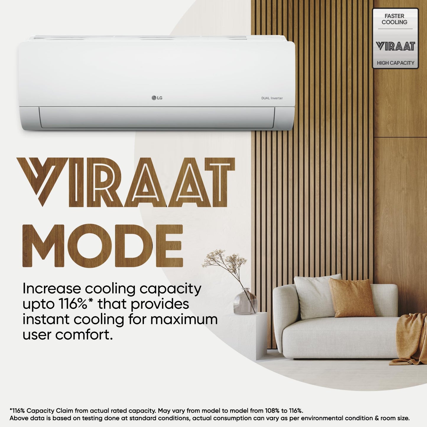 LG 1.5 Ton 5 Star DUAL Inverter Split AC (Copper, AI Convertible 6-in-1, VIRAAT Mode, Faster Cooling & Energy Saving, 4 Way Swing, HD Filter with Anti-Virus Protection, US-Q19YNZE, White) 