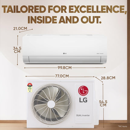 LG 1.5 Ton 5 Star DUAL Inverter Split AC (Copper, AI Convertible 6-in-1, VIRAAT Mode, Faster Cooling & Energy Saving, 4 Way Swing, HD Filter with Anti-Virus Protection, US-Q19YNZE, White) 