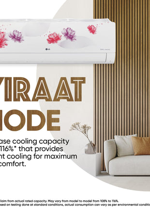 LG 1.5 Ton 5 Star, Wi-Fi, Energy Manager+, DUAL Inverter Split AC (Copper, AI+ Convertible 6-in-1, Diet Mode+, 4 Way Swing, HD Filter with Anti-Virus Protection, US-Q19FWZE, White Floral) 