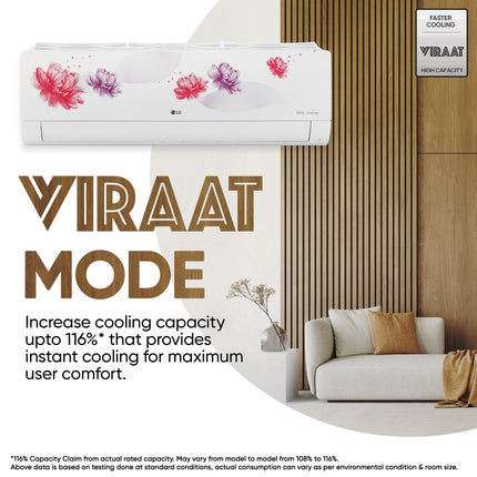 LG 1.5 Ton 5 Star, Wi-Fi, Energy Manager+, DUAL Inverter Split AC (Copper, AI+ Convertible 6-in-1, Diet Mode+, 4 Way Swing, HD Filter with Anti-Virus Protection, US-Q19FWZE, White Floral) 