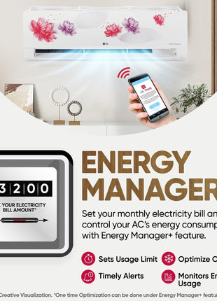 LG 1.5 Ton 5 Star, Wi-Fi, Energy Manager+, DUAL Inverter Split AC (Copper, AI+ Convertible 6-in-1, Diet Mode+, 4 Way Swing, HD Filter with Anti-Virus Protection, US-Q19FWZE, White Floral) 