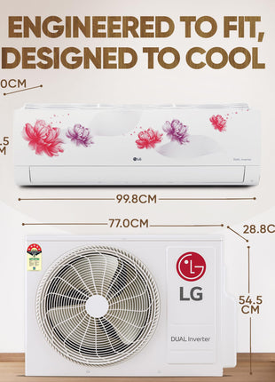 LG 1.5 Ton 5 Star, Wi-Fi, Energy Manager+, DUAL Inverter Split AC (Copper, AI+ Convertible 6-in-1, Diet Mode+, 4 Way Swing, HD Filter with Anti-Virus Protection, US-Q19FWZE, White Floral) 