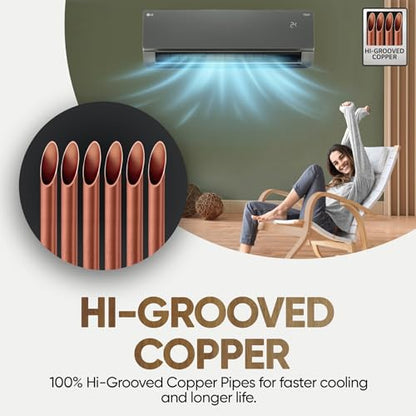 LG 1.5 Ton 5 Star, Wi-Fi, Energy Manager+, DUAL Inverter Split AC (Copper, AI+ Convertible 6-in-1, Diet Mode+, 4 Way Swing, HD Filter with Anti-Virus Protection, US-Q19MWZE, Black Mirror) 