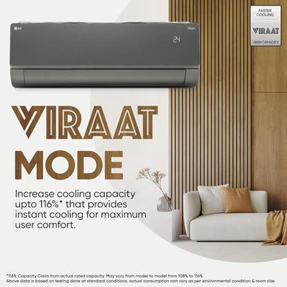 LG 1.5 Ton 5 Star, Wi-Fi, Energy Manager+, DUAL Inverter Split AC (Copper, AI+ Convertible 6-in-1, Diet Mode+, 4 Way Swing, HD Filter with Anti-Virus Protection, US-Q19MWZE, Black Mirror) 