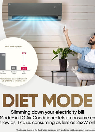 LG 1.5 Ton 5 Star, Wi-Fi, Energy Manager+, DUAL Inverter Split AC (Copper, AI+ Convertible 6-in-1, Diet Mode+, 4 Way Swing, HD Filter with Anti-Virus Protection, US-Q19MWZE, Black Mirror) 