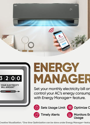 LG 1.5 Ton 5 Star, Wi-Fi, Energy Manager+, DUAL Inverter Split AC (Copper, AI+ Convertible 6-in-1, Diet Mode+, 4 Way Swing, HD Filter with Anti-Virus Protection, US-Q19MWZE, Black Mirror) 