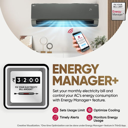 LG 1.5 Ton 5 Star, Wi-Fi, Energy Manager+, DUAL Inverter Split AC (Copper, AI+ Convertible 6-in-1, Diet Mode+, 4 Way Swing, HD Filter with Anti-Virus Protection, US-Q19MWZE, Black Mirror) 