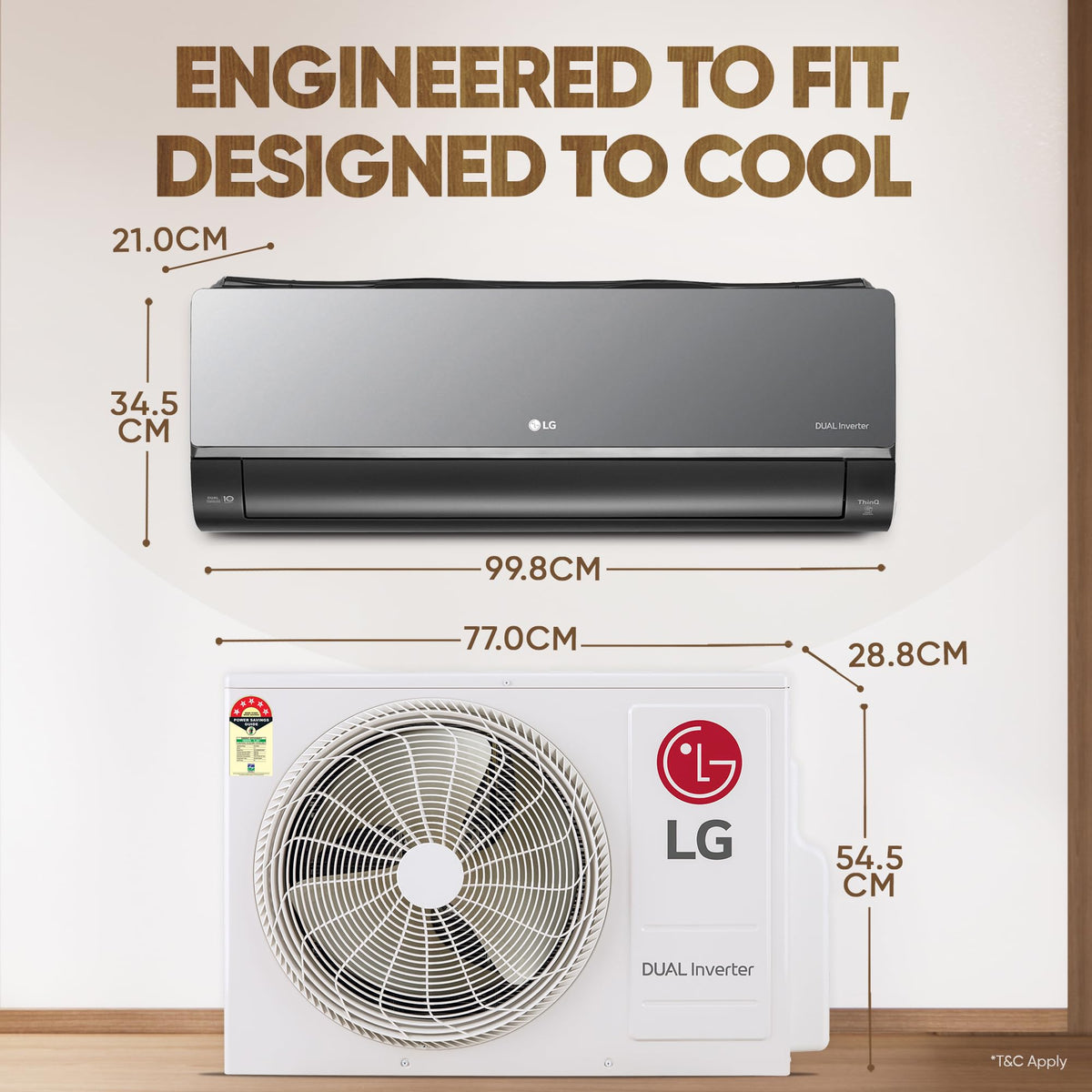 LG 1.5 Ton 5 Star, Wi-Fi, Energy Manager+, DUAL Inverter Split AC (Copper, AI+ Convertible 6-in-1, Diet Mode+, 4 Way Swing, HD Filter with Anti-Virus Protection, US-Q19MWZE, Black Mirror) 