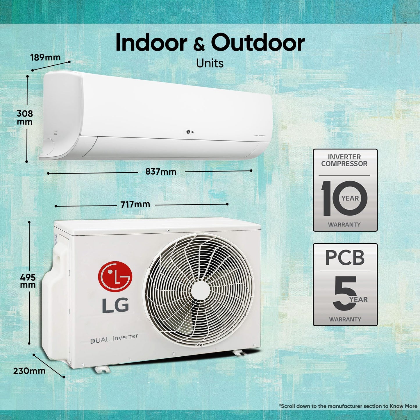 LG 1 Ton 4 Star DUAL Inverter Split AC (Copper, AI Convertible 6-in-1 Cooling, 4 Way Swing, HD Filter with Anti-Virus Protection, Faster Cooling & Energy Saving, 2024 Model, TS-Q13JNYE, White) 